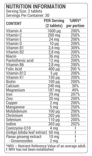 Dorian Yates Nutrition  Multivitamin Complex  [60 Таблетки, 30 Дози]