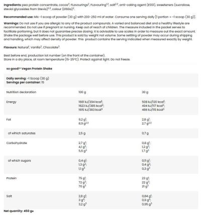 FA Nutrition  Vegan Protein Shake with Stevia | So Good! Series  [450 грама, 15 Дози]