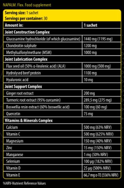 FA Nutrition  Xtreme Napalm Flex | Advanced Joint Formula  [30 Пакета, 30 Дози]