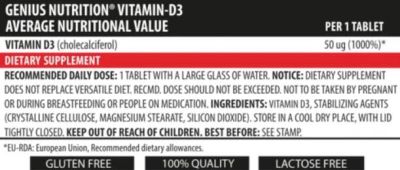 Genius Nutrition  Vitamin D3  [90 капсули, 90 Дози]