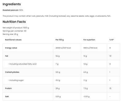 OstroVit  100% Peanut Butter Smooth  [1000 грама]