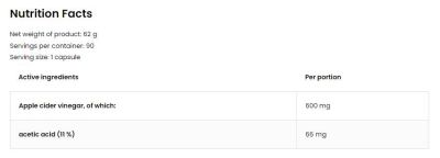 OstroVit  Apple Cider Vinegar 600 mg  [90 капсули, 90 Дози]