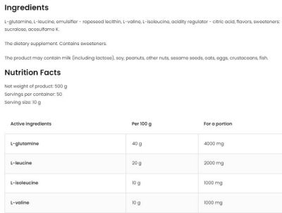 OstroVit  BCAA + GLUTAMINE Powder  [200 грама, 20 Дози]