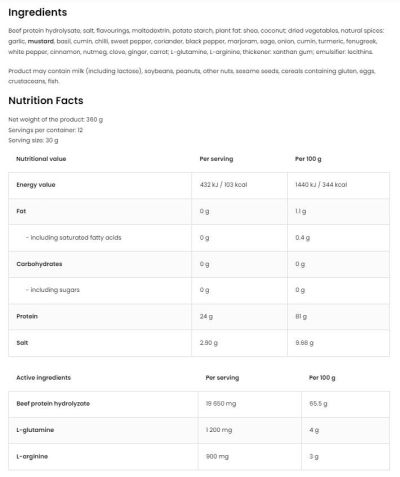 OstroVit  Beef Protein Kebab | Телешки протеин хидролизат с вкус на дюнер  [360 грама, 12 Дози]