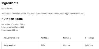 OstroVit  Beta Alanine Powder  [200 грама]