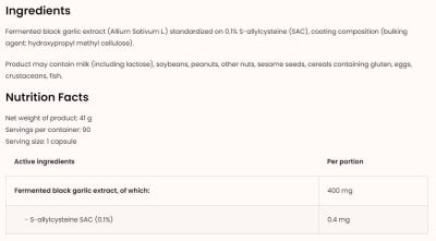 OstroVit  Black Garlic 400 mg | Vege  [90 капсули, 90 Дози]