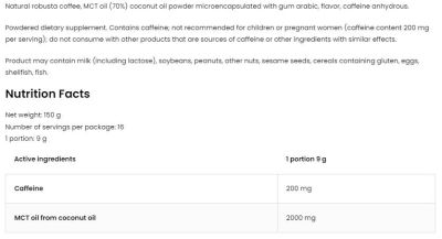 OstroVit  Bulletproof Coffee | Instant Coffee  [150 грама, 16 Дози]