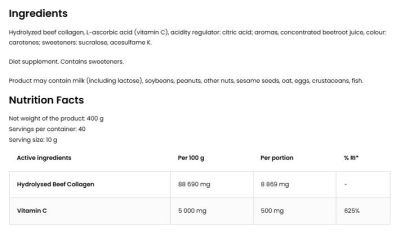 OstroVit  Collagen + Vitamin C / Powder  [400 грама, 40 Дози]