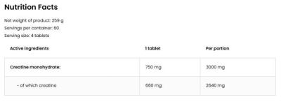 OstroVit  Creatine Micronized Tablets 750 mg  [240 Таблетки, 60 Дози]