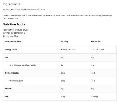 OstroVit  Dextrose  [800 грама, 16 Дози]