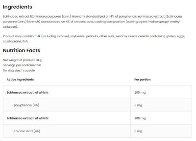 OstroVit  Echinacea 400 mg / Vege  [90 капсули, 90 Дози]