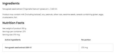 OstroVit  Fenugreek Extract / Powder  [100 грама, 270 Дози]