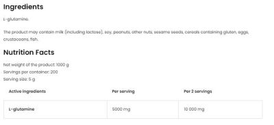 OstroVit  Glutamine Powder  [1000 грама, 200 Дози]