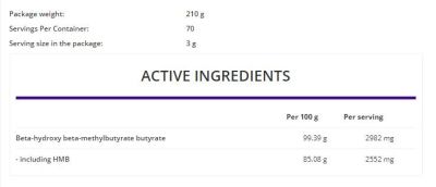 OstroVit  HMB Powder  [210 грама, 70 Дози]