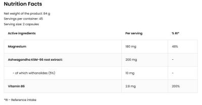 OstroVit  KSM-66 Ashwagandha® + Magnesium + B6 P-5-P  [90 капсули, 45 Дози]