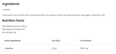 OstroVit  Leucine Powder  [200 грама, 40 Дози]