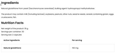 OstroVit  Natural Glutathione 75 mg  [60 капсули, 30 Дози]