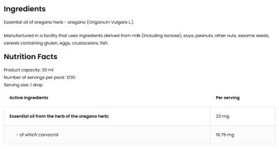 OstroVit  Oregano Essential Oil  [30 мл, 1230 Дози]