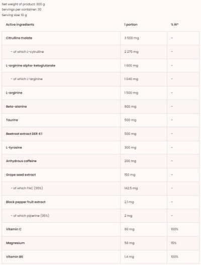 OstroVit  Pump Extreme / Pre-Workout  [300 грама, 30 Дози]