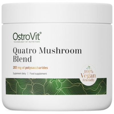 OstroVit  Quatro Mushroom Blend Powder | Lion's Mane ~ Reishi ~ Cordyceps ~ Chaga  [100 грама, 185 Дози]