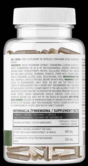 OstroVit  Reishi 600 mg | Vege  [60 капсули, 60 Дози]