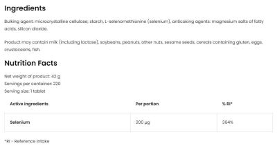 OstroVit  Selenium 200 mcg  [220 Таблетки, 220 Дози]