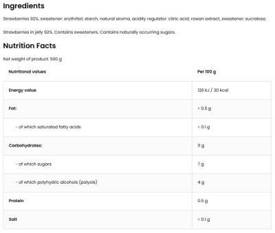 OstroVit  Strawberry Jelly | 92% Real Fruits ~ No Added Sugar  [500 грама]