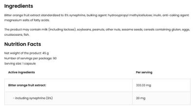 OstroVit  Synephrine 20 mg  [90 капсули, 90 Дози]