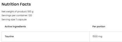 OstroVit  Taurine 1500  [120 капсули, 120 Дози]