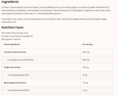 OstroVit  Turmeric + Black Pepper + Ginger  [90 капсули, 90 Дози]