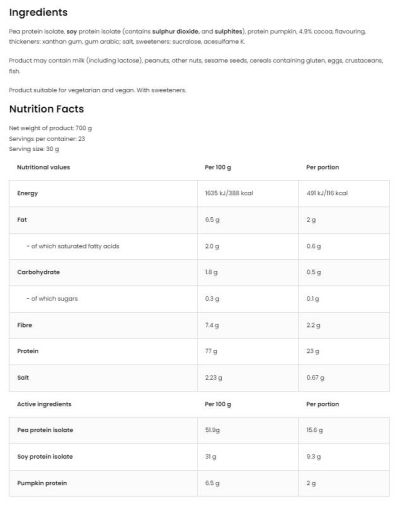 OstroVit  Vegan Protein Blend | Pea + Soy + Pumpkin  [700 грама, 23 Дози]