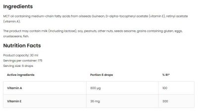 OstroVit  Vitamin A + E Drops  [30 мл, 175 Дози]