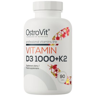 OstroVit  Vitamin D3 1000 IU + K2 50 mcg  [90 Таблетки, 90 Дози]