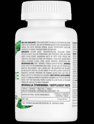 OstroVit  Zinc Picolinate 15 mg  [150 Таблетки, 150 Дози]
