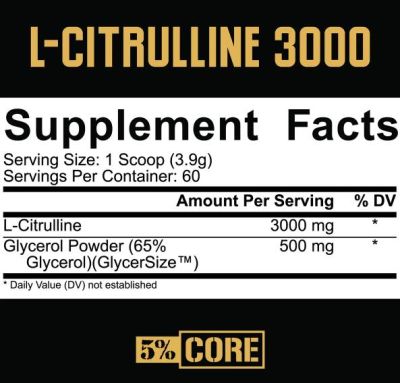 Rich Piana 5% Nutrition  L-Citrulline 3000 | with GlycerSize™  [234 грама, 60 Дози]