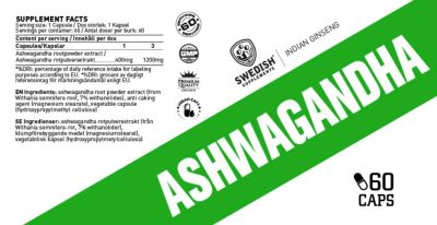 SWEDISH Supplements  Ashwagandha Extract 400 mg  [60 капсули, 60 Дози]