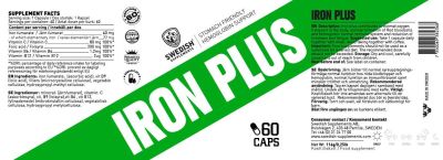 SWEDISH Supplements  Iron Plus / with Vit C & Folic Acid /  [60 капсули, 60 Дози]