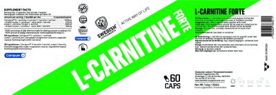 SWEDISH Supplements  L-Carnitine Forte / Carnipure® + Acetyl  [60 капсули, 30 Дози]