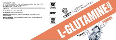 SWEDISH Supplements  L-Glutamine 100%  [250 грама, 50 Дози]