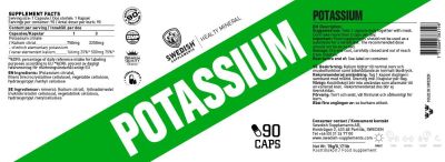 SWEDISH Supplements  Potassium Citrate 166 mg  [90 капсули, 30 Дози]