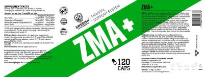 SWEDISH Supplements  ZMA +  [120 капсули, 60 Дози]