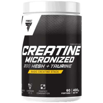 Trec Nutrition  Creatine Micronized 200 Mesh + Taurine | High Quality Creatine Monohydrate Powder  [400 грама, 61 Дози]