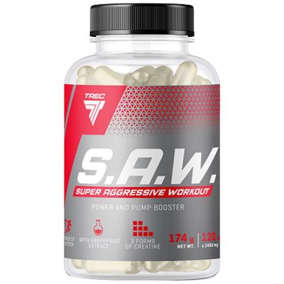Trec Nutrition  S.A.W. Caps | Super Aggressive Pre-Workout  [120 капсули, 40 Дози]